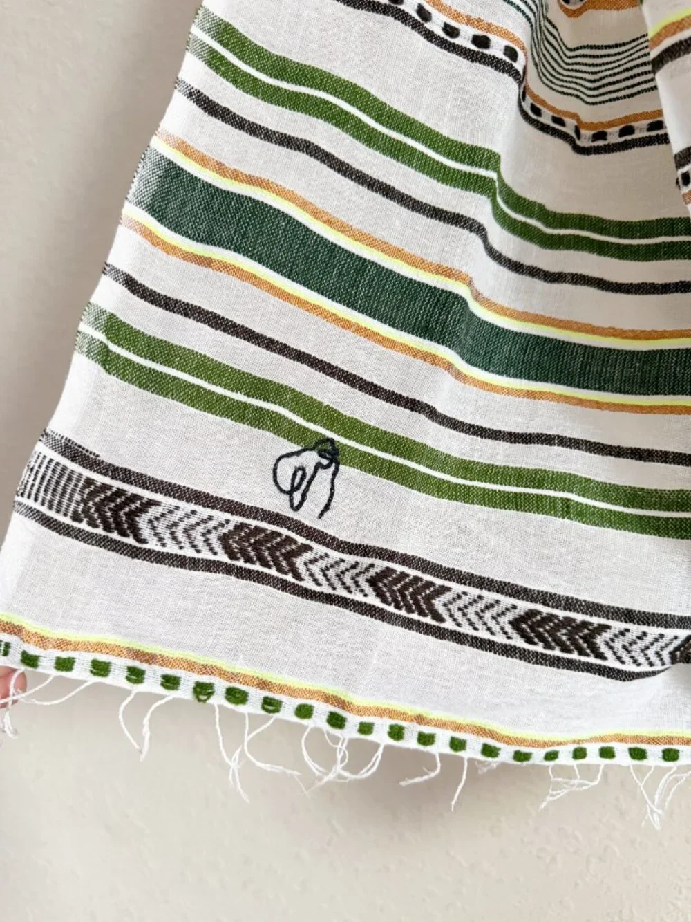Lemlem One and Only Stripe Green Printed Scarf